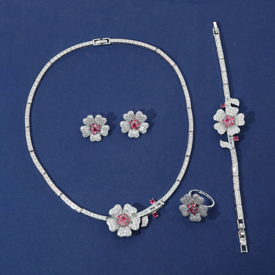 Flower Zircon Necklace & Earring