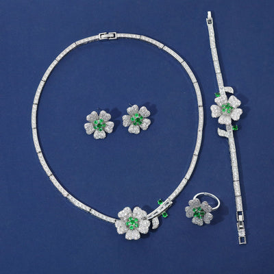 Flower Zircon Necklace & Earring