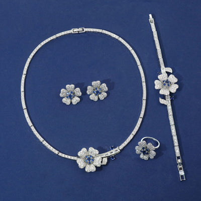 Flower Zircon Necklace & Earring