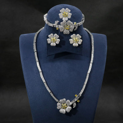 Flower Zircon Necklace & Earring