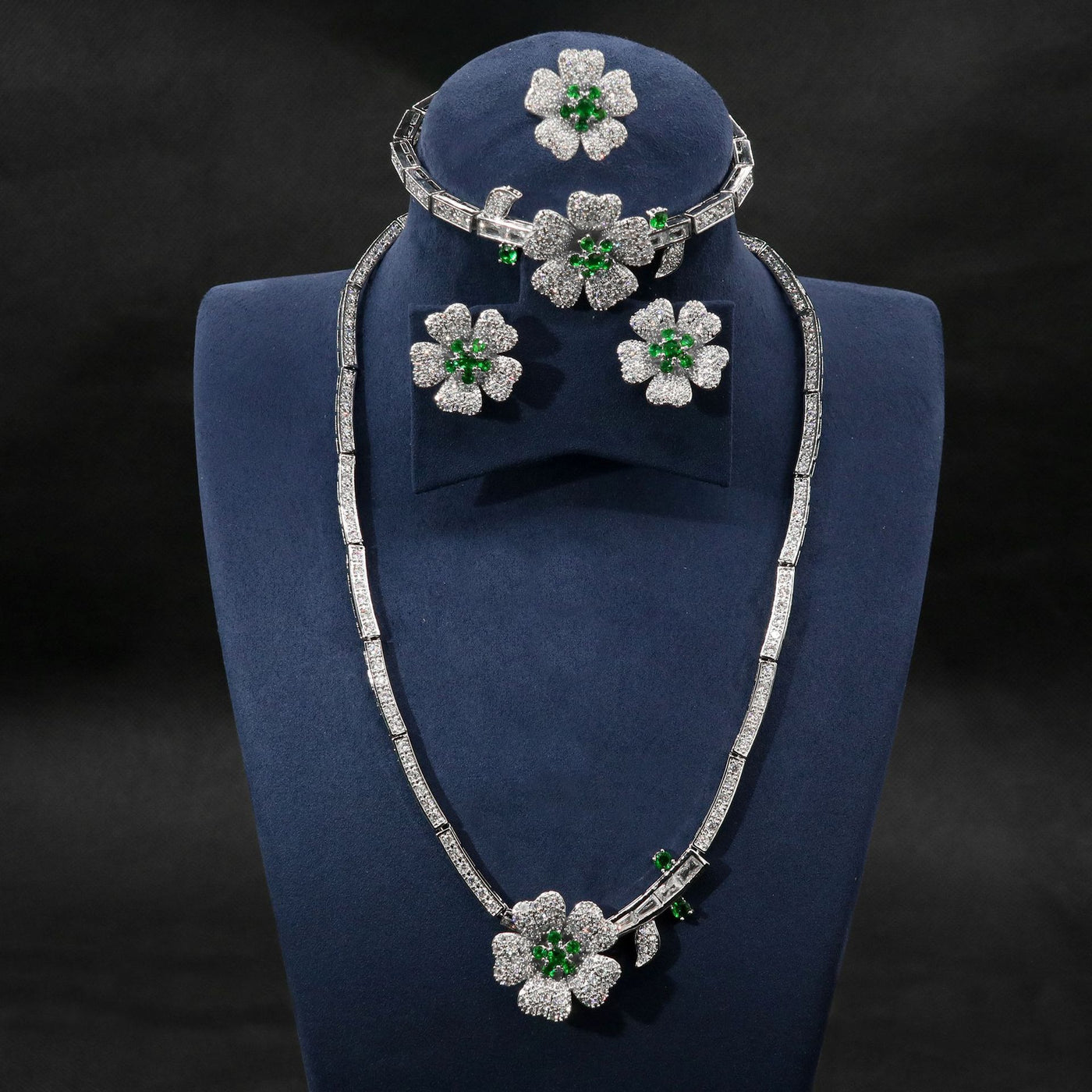 Flower Zircon Necklace & Earring