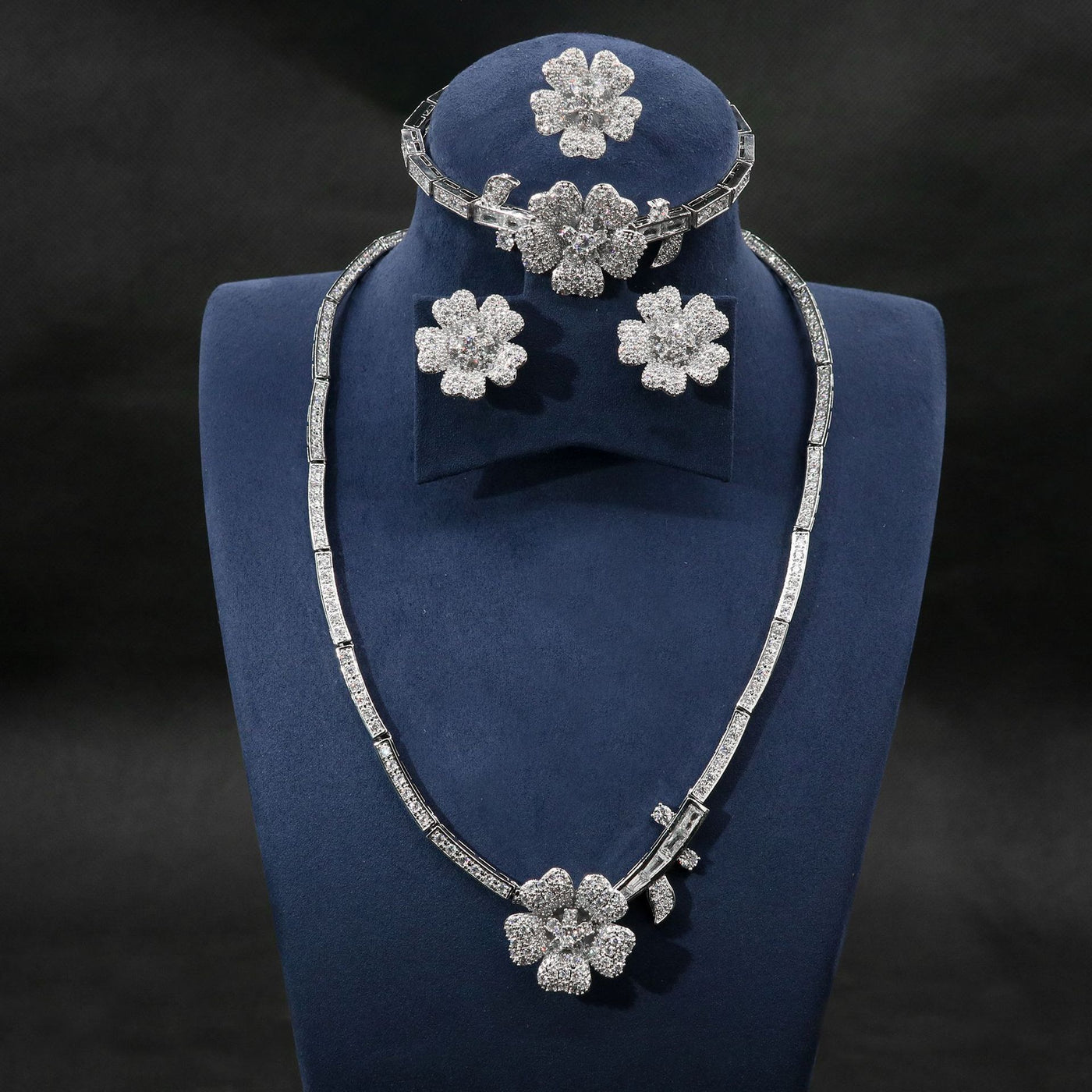 Flower Zircon Necklace & Earring