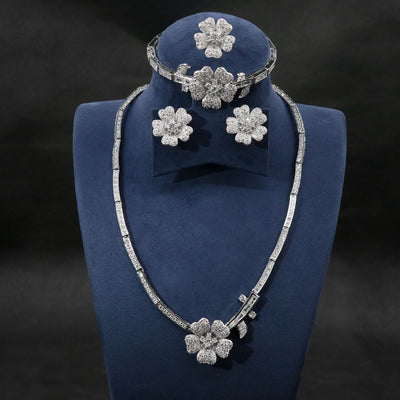 Flower Zircon Necklace & Earring