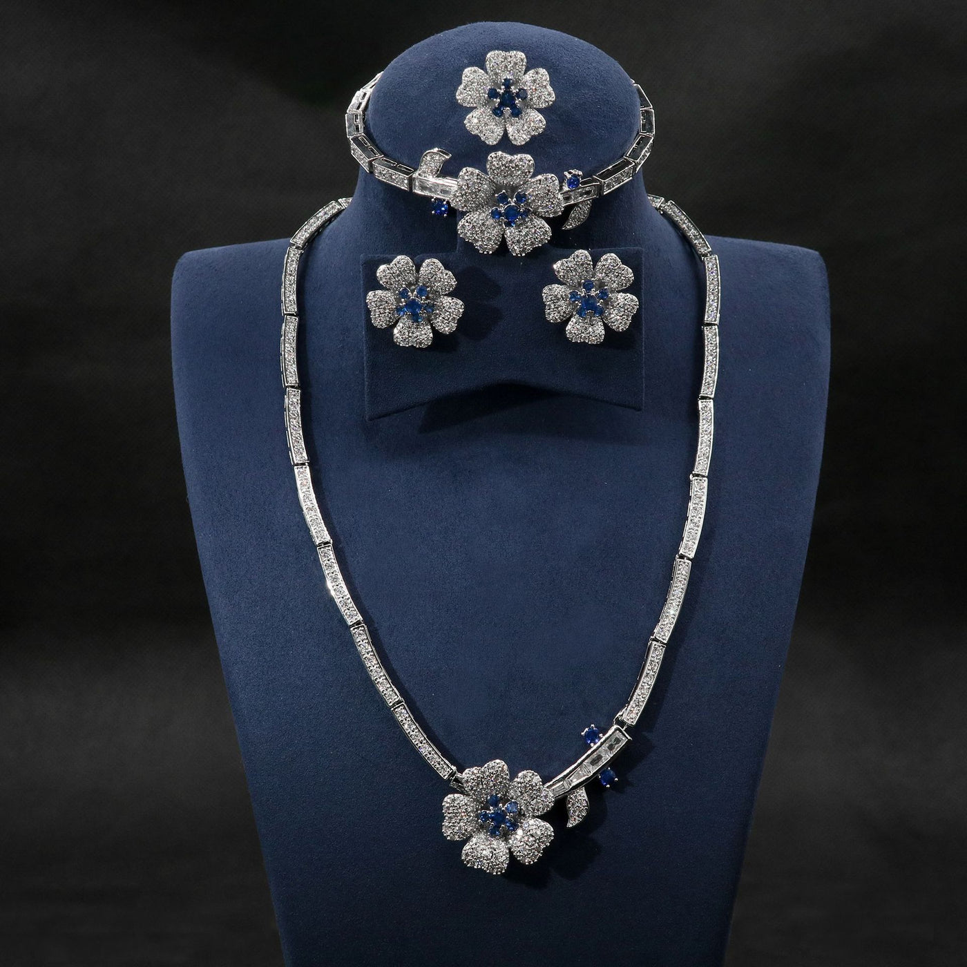 Flower Zircon Necklace & Earring